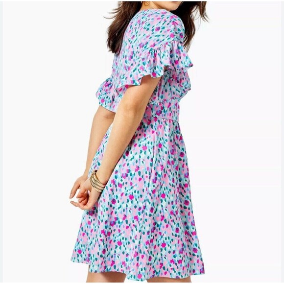 Lilly Pulitzer Blaire Flutter Sleeve Dress In Multi Hottie Dottie - Picture 2 of 14
